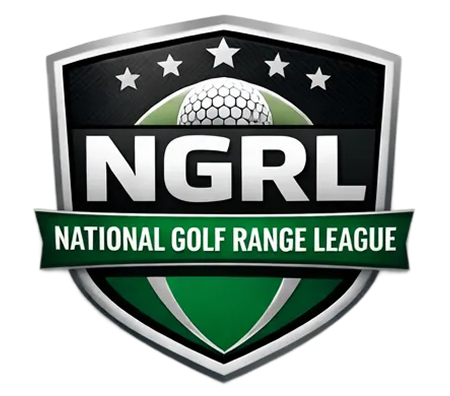 Logo of the National Golf Range League featuring a shield and golf ball.