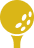 Yellow golf ball on a tee against white background.